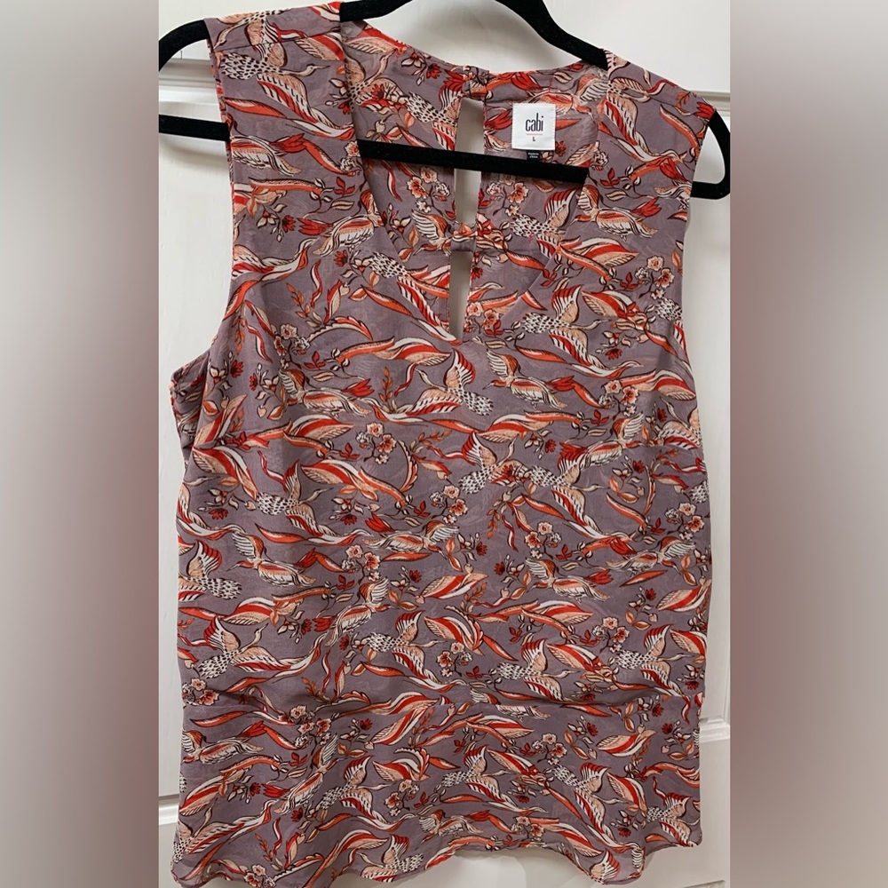 Cabi Good Luck Birds Back Bow Peplum Blouse